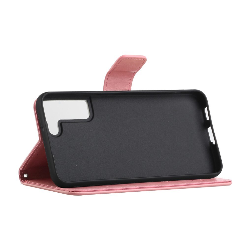 Läderfodral Fjärilar Samsung Galaxy S22 Plus Rosa