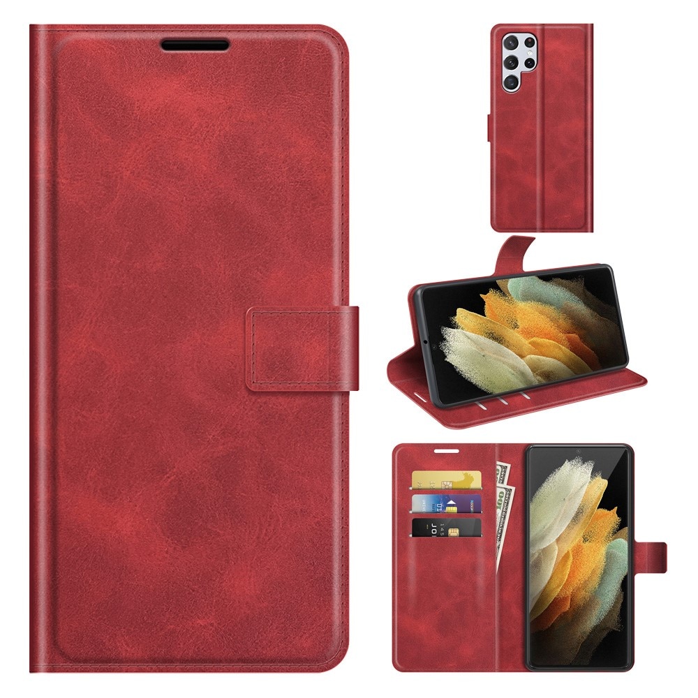 Leather Wallet Galaxy S22 Ultra Red
