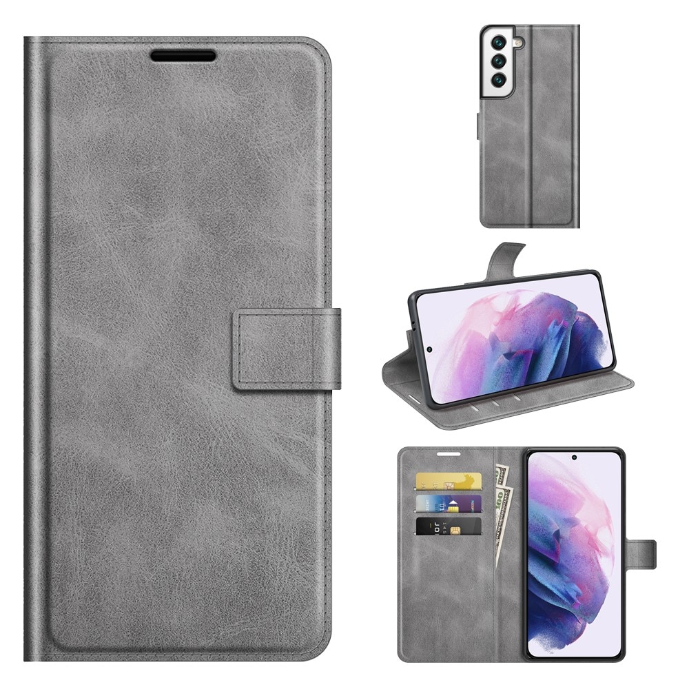 Leather Wallet Galaxy S22 Grey