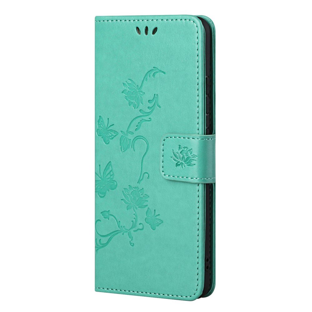 Läderfodral Fjärilar Samsung Galaxy S22 Grön