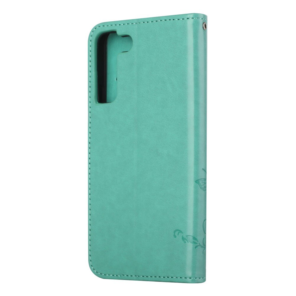 Läderfodral Fjärilar Samsung Galaxy S22 Grön