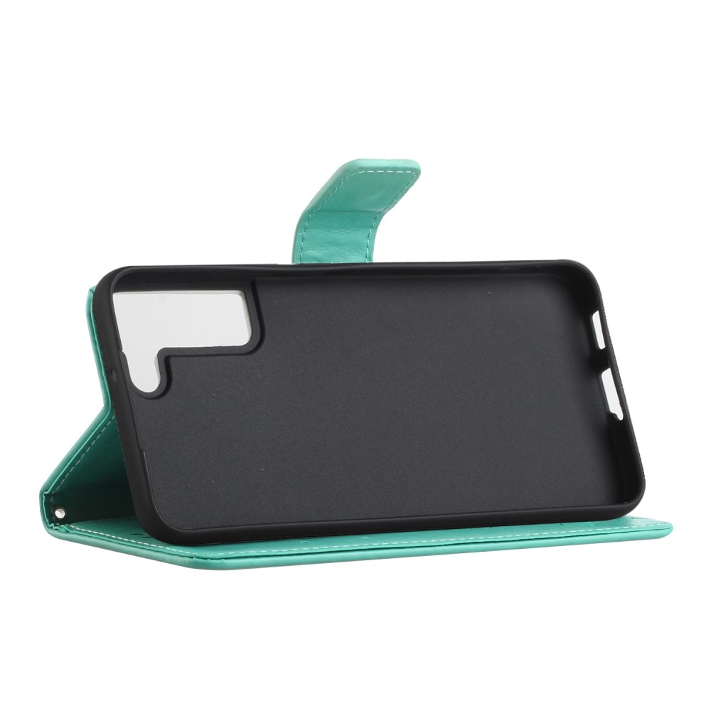 Läderfodral Fjärilar Samsung Galaxy S22 Grön
