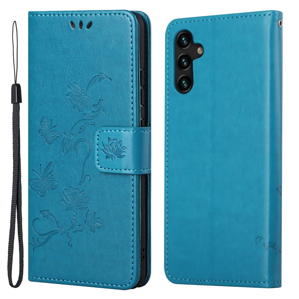 Läderfodral Fjärilar Samsung Galaxy A04s Blå