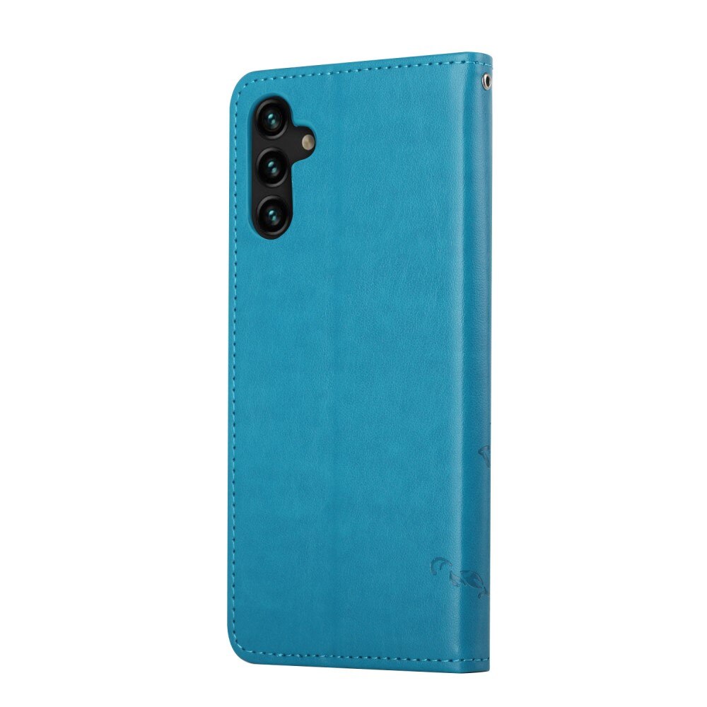 Läderfodral Fjärilar Samsung Galaxy A04s Blå