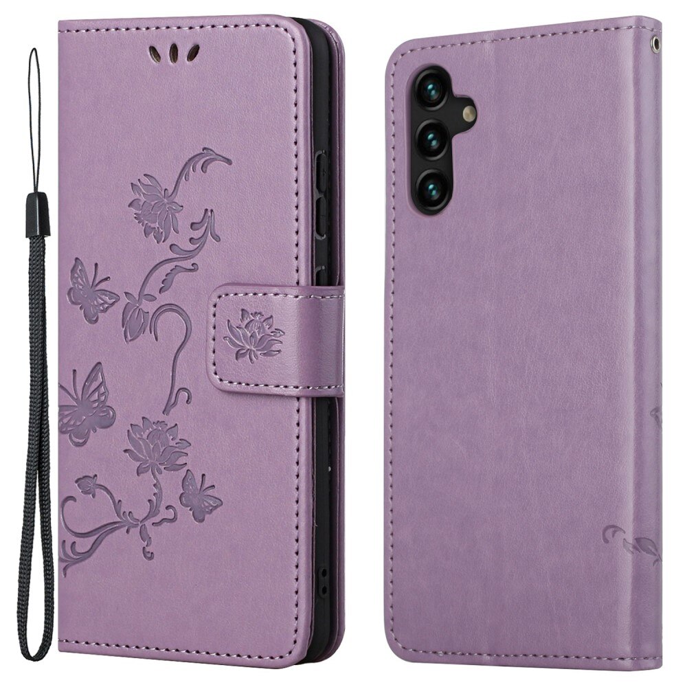Läderfodral Fjärilar Samsung Galaxy A04s Lila