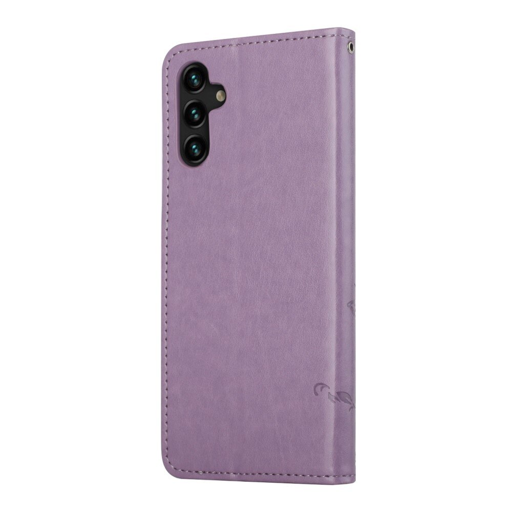 Läderfodral Fjärilar Samsung Galaxy A04s lila