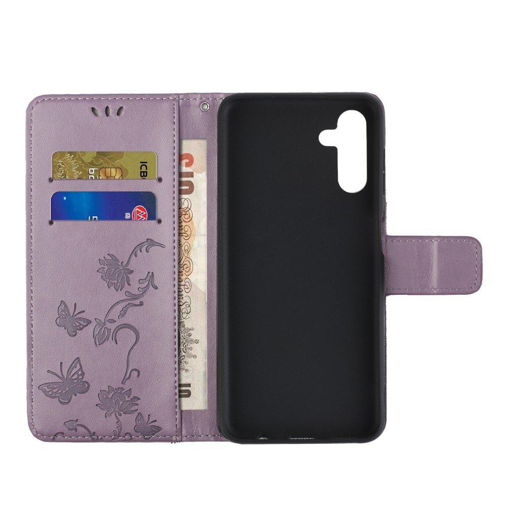 Läderfodral Fjärilar Samsung Galaxy A04s Lila