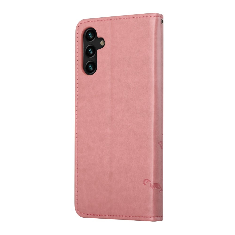 Läderfodral Fjärilar Samsung Galaxy A04s Rosa