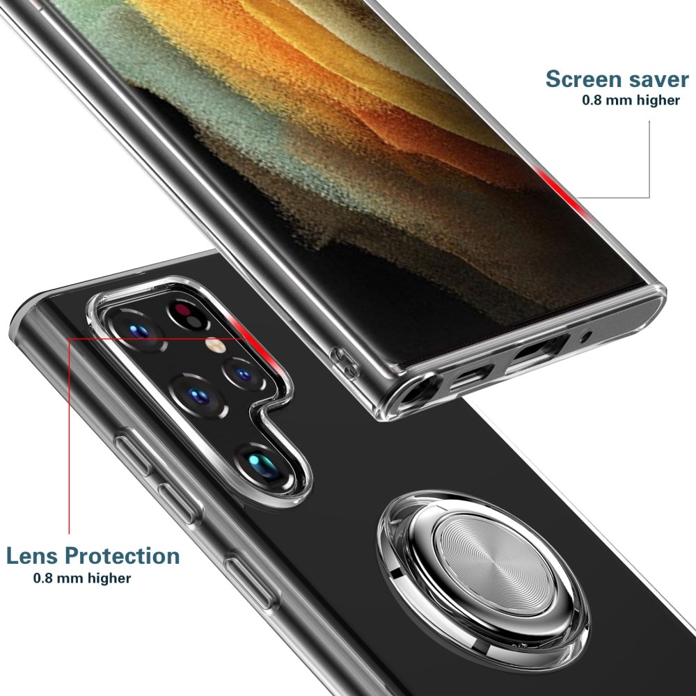 TPU Skal Finger Ring Kickstand Samsung Galaxy S22 Ultra Transparent