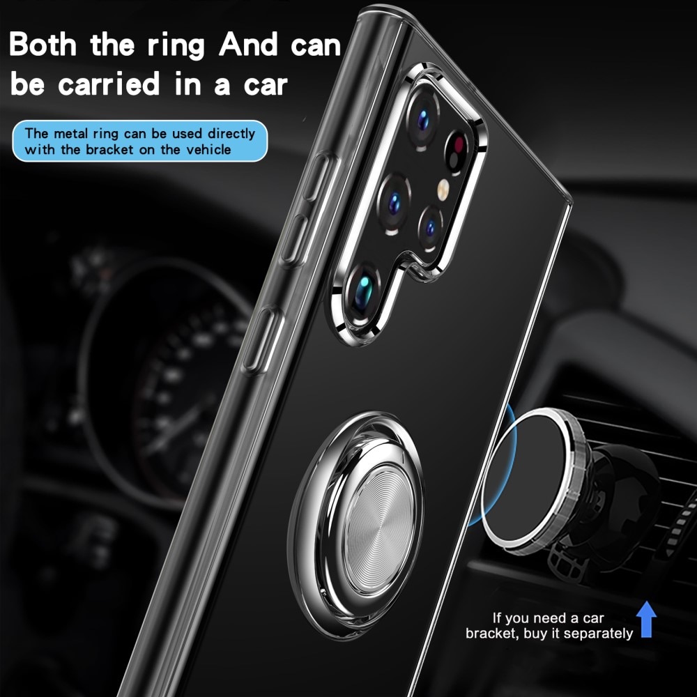 TPU Skal Finger Ring Kickstand Samsung Galaxy S22 Ultra Transparent