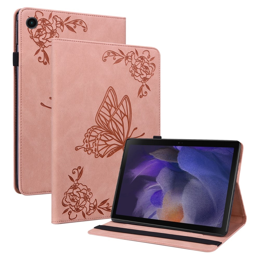 Läderfodral Fjärilar Samsung Galaxy Tab A8 10.5 rosa