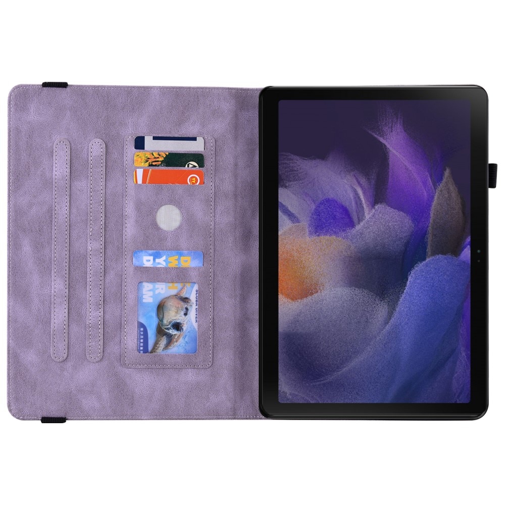 Läderfodral Fjärilar Samsung Galaxy Tab A8 10.5 lila