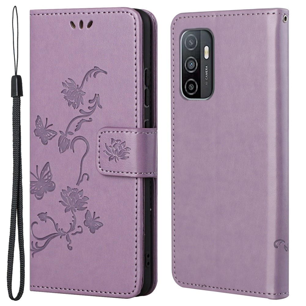 Läderfodral Fjärilar Samsung Galaxy A53 lila