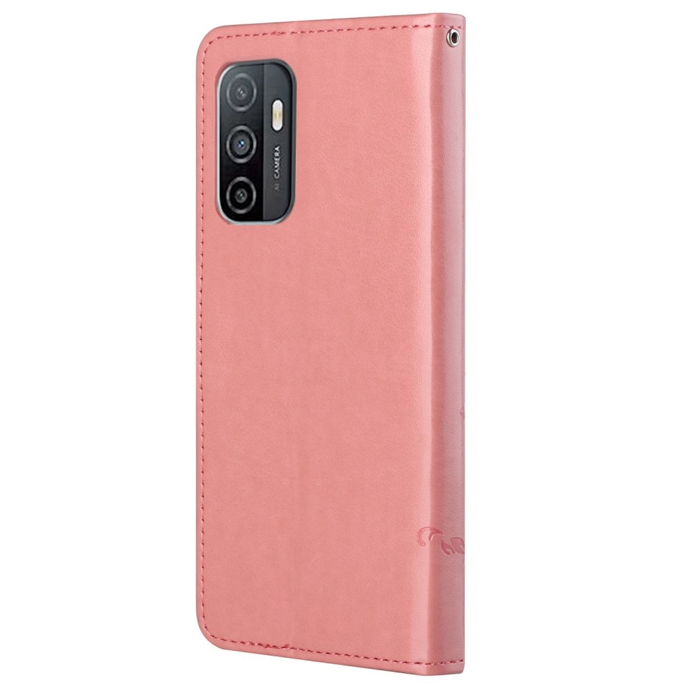 Läderfodral Fjärilar Samsung Galaxy A53 rosa