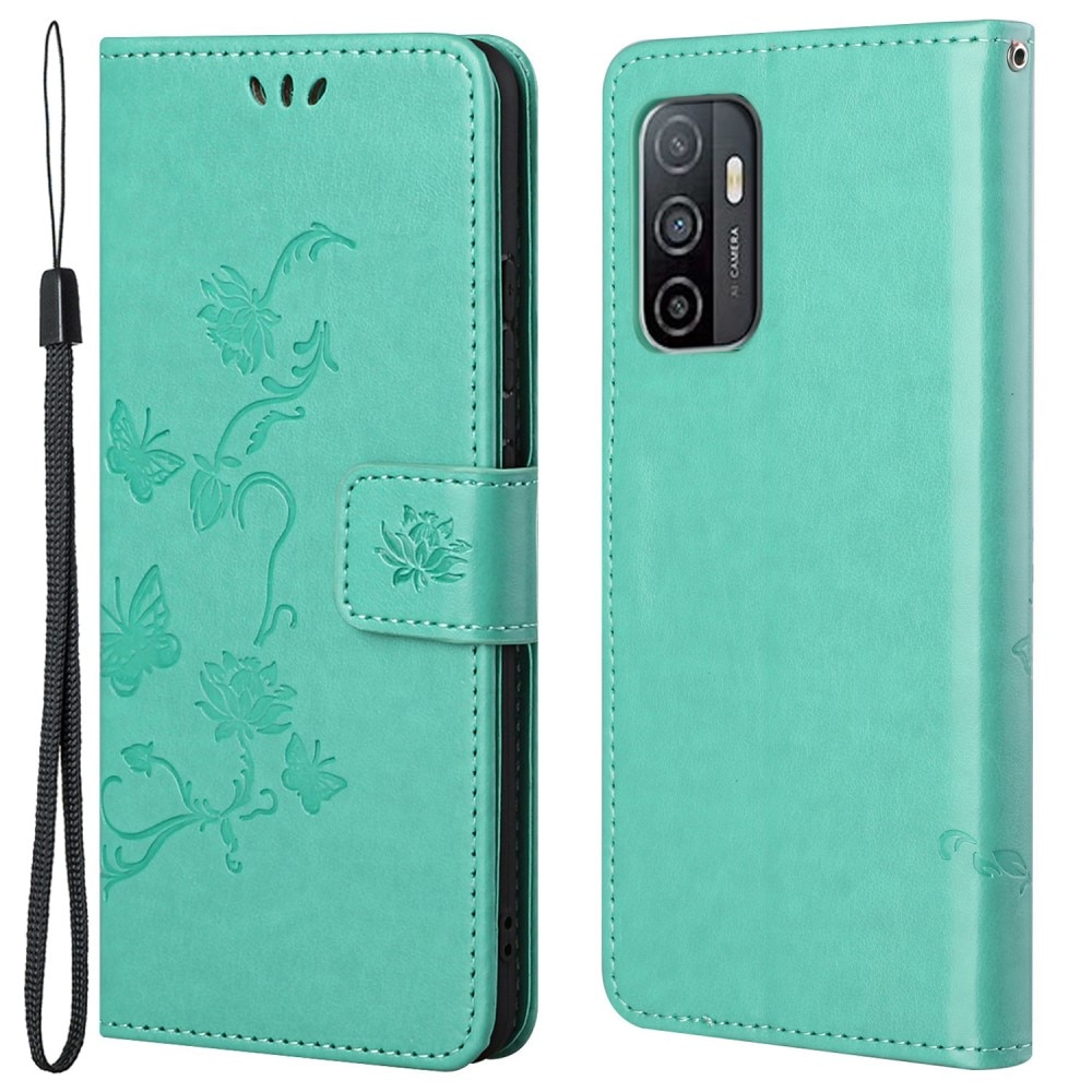 Läderfodral Fjärilar Samsung Galaxy A53 grön