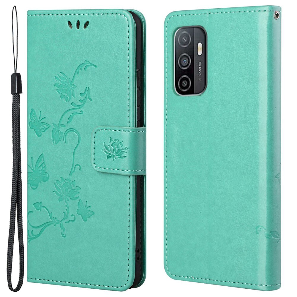 Läderfodral Fjärilar Samsung Galaxy A53 Grön