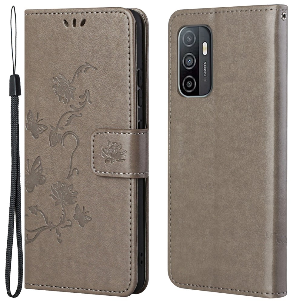 Läderfodral Fjärilar Samsung Galaxy A33 Grå