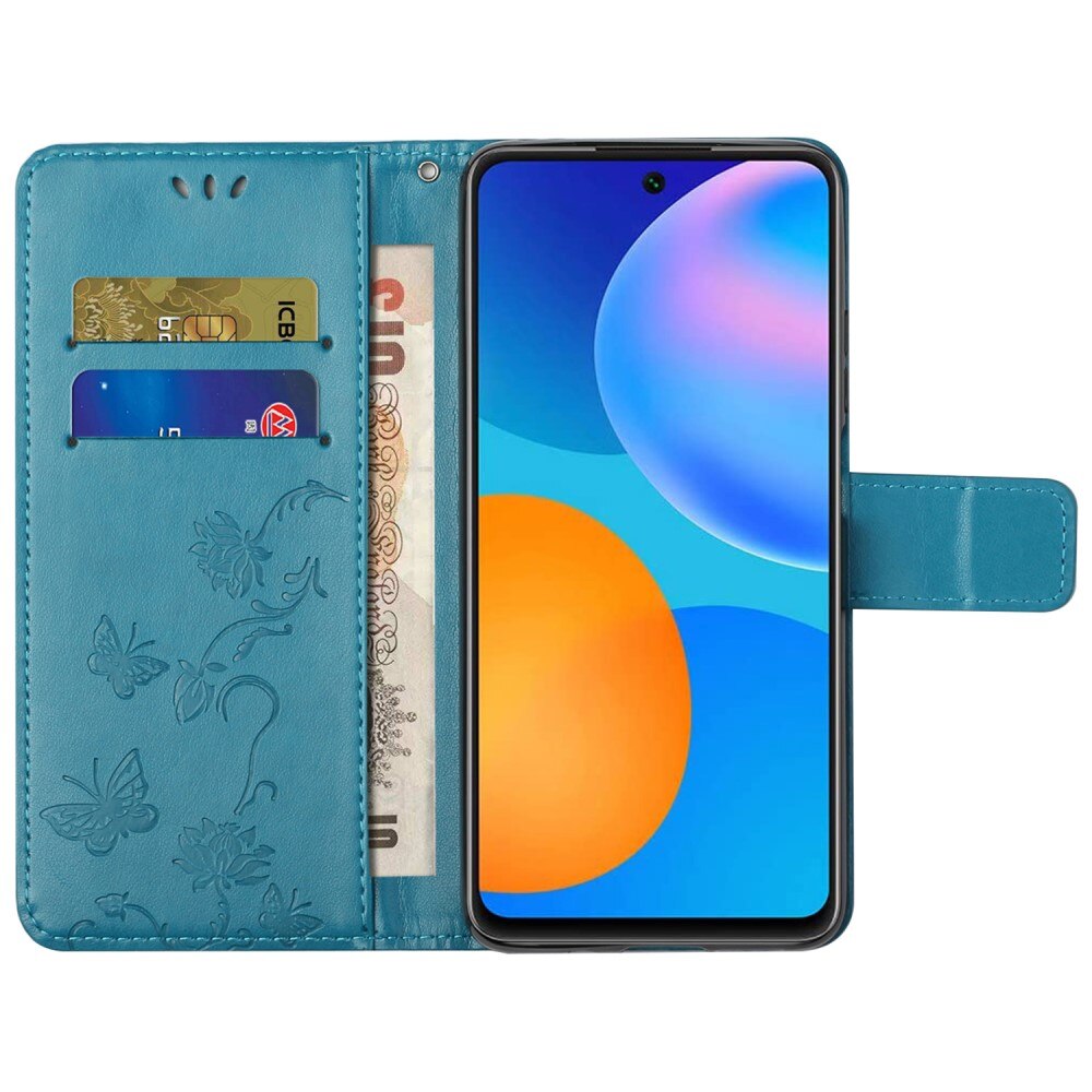 Läderfodral Fjärilar Samsung Galaxy A73 5G Blå