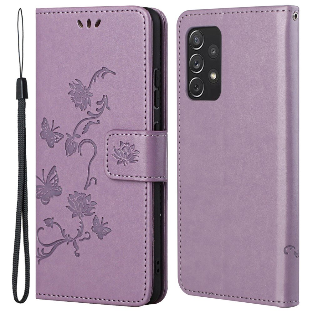 Läderfodral Fjärilar Samsung Galaxy A73 5G Lila