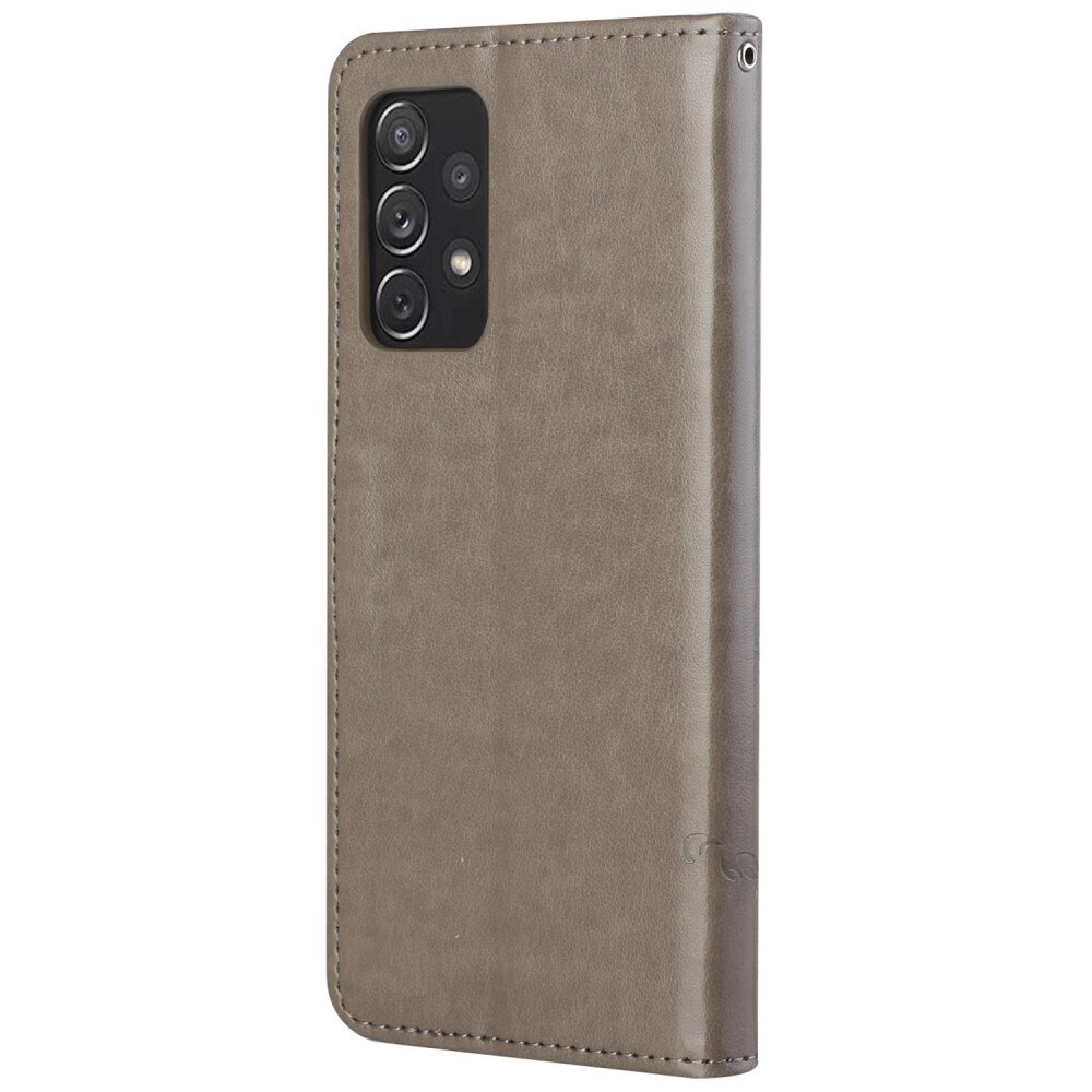 Läderfodral Fjärilar Samsung Galaxy A73 5G Grå