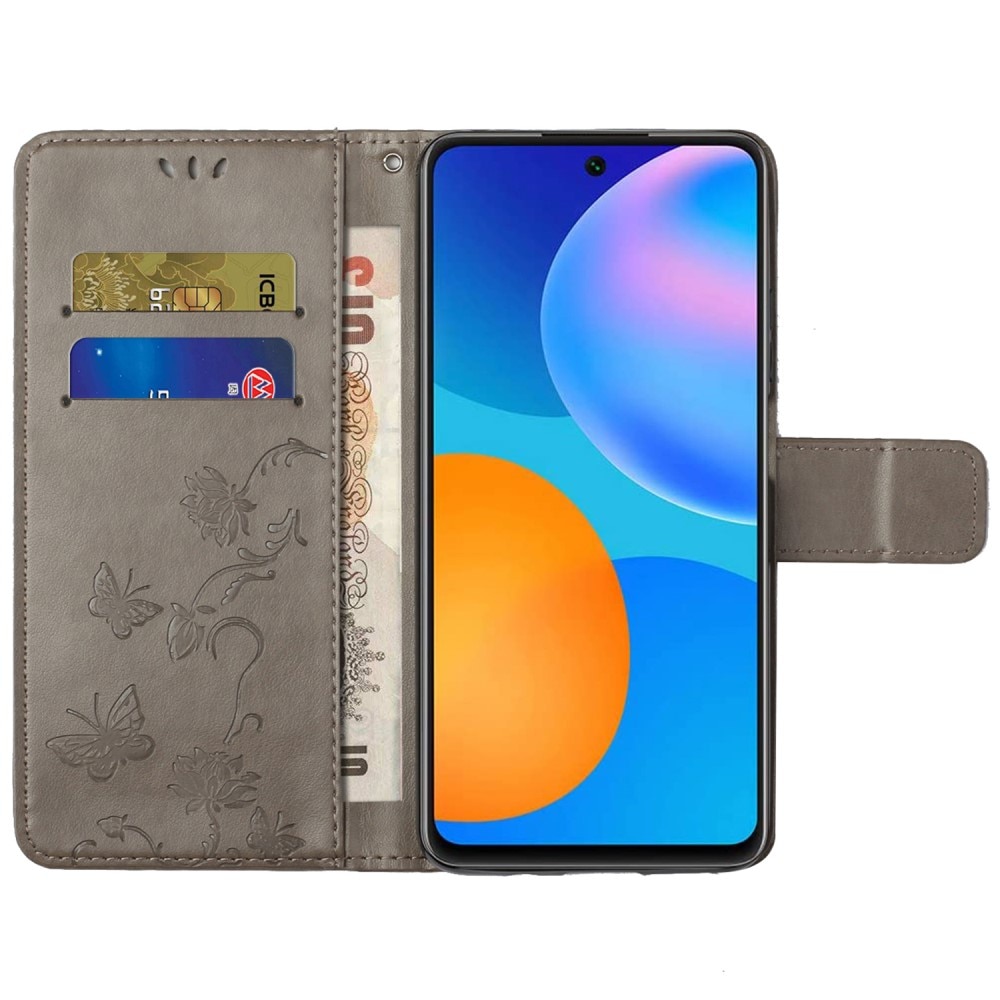 Läderfodral Fjärilar Samsung Galaxy A73 5G Grå