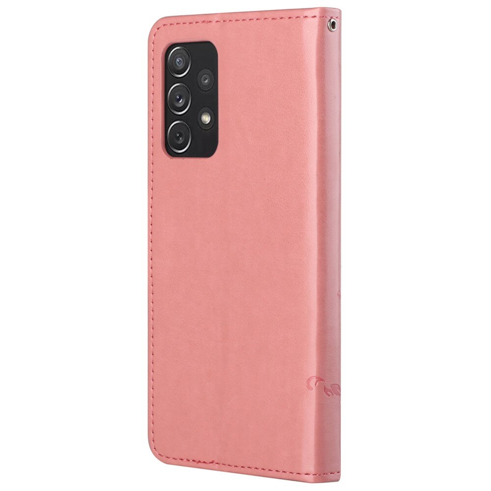 Läderfodral Fjärilar Samsung Galaxy A73 5G rosa
