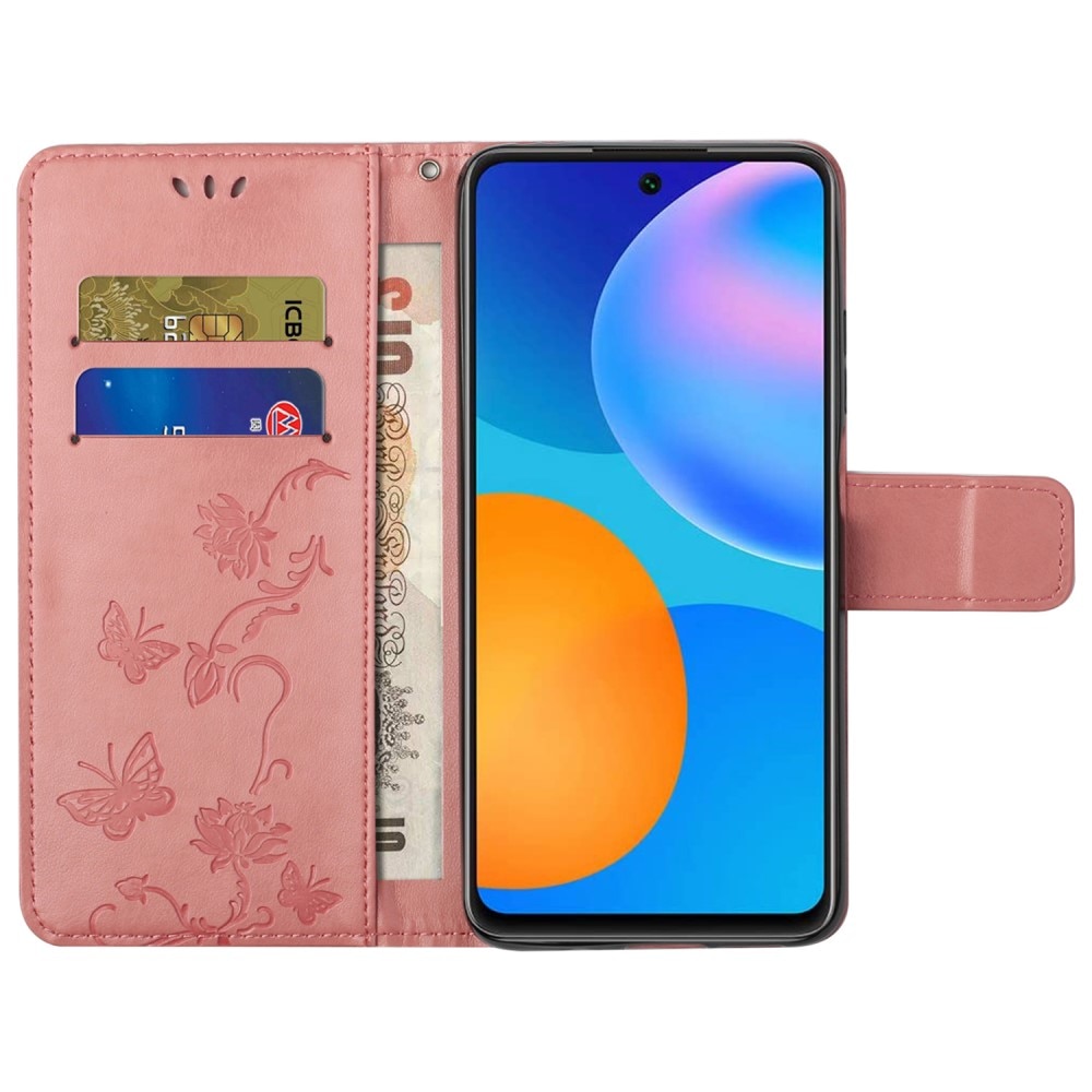 Läderfodral Fjärilar Samsung Galaxy A73 5G rosa