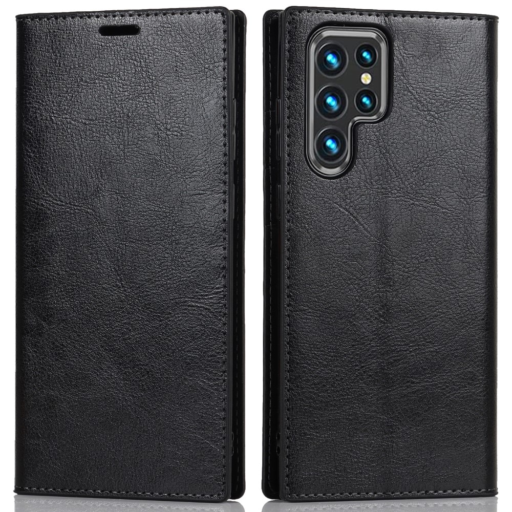 Mobilfodral Äkta Läder Samsung Galaxy S22 Ultra svart