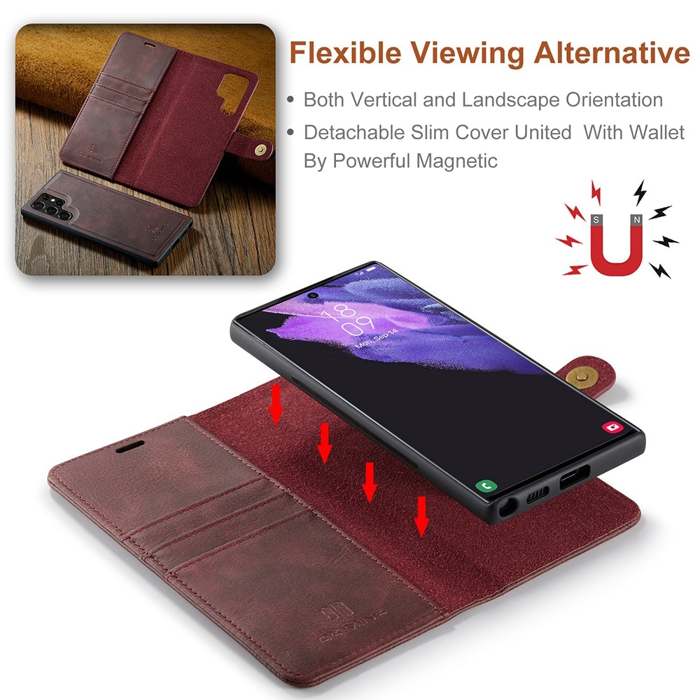Magnet Wallet Samsung Galaxy S22 Ultra Röd