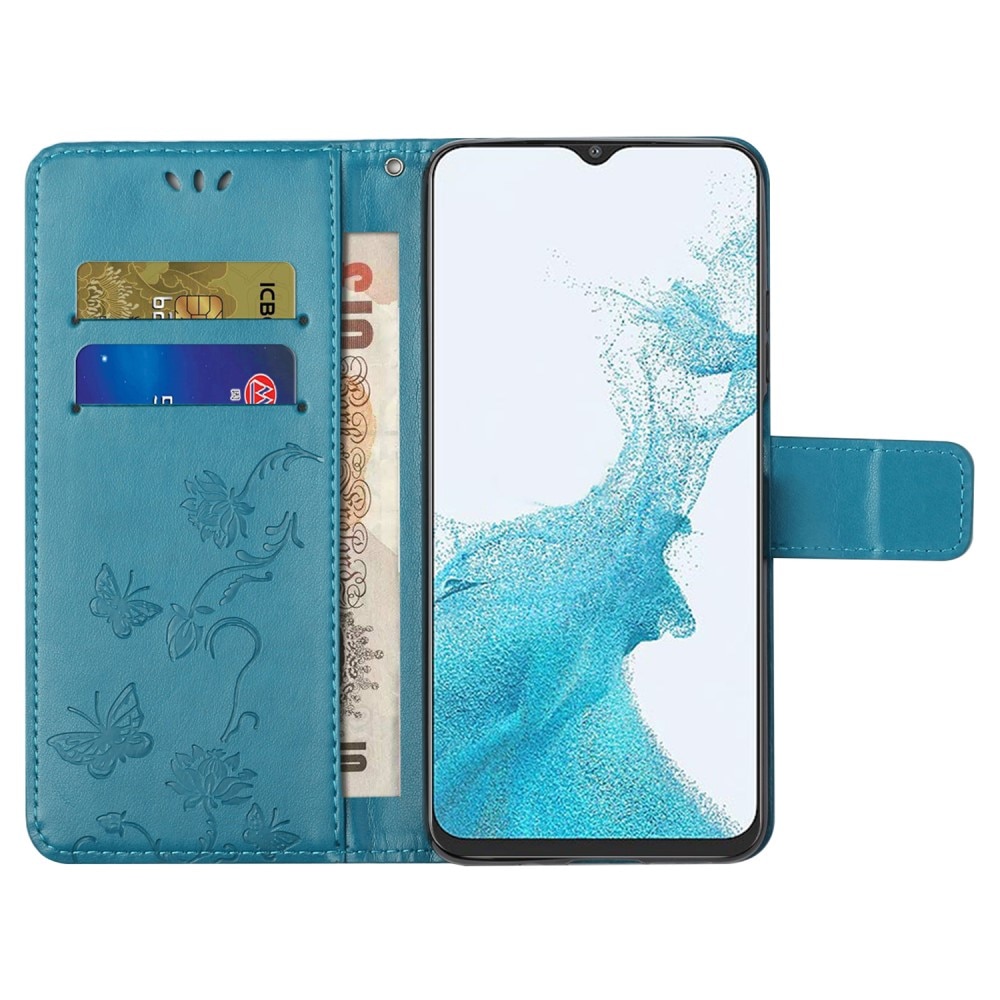 Läderfodral Fjärilar Samsung Galaxy A23 blå