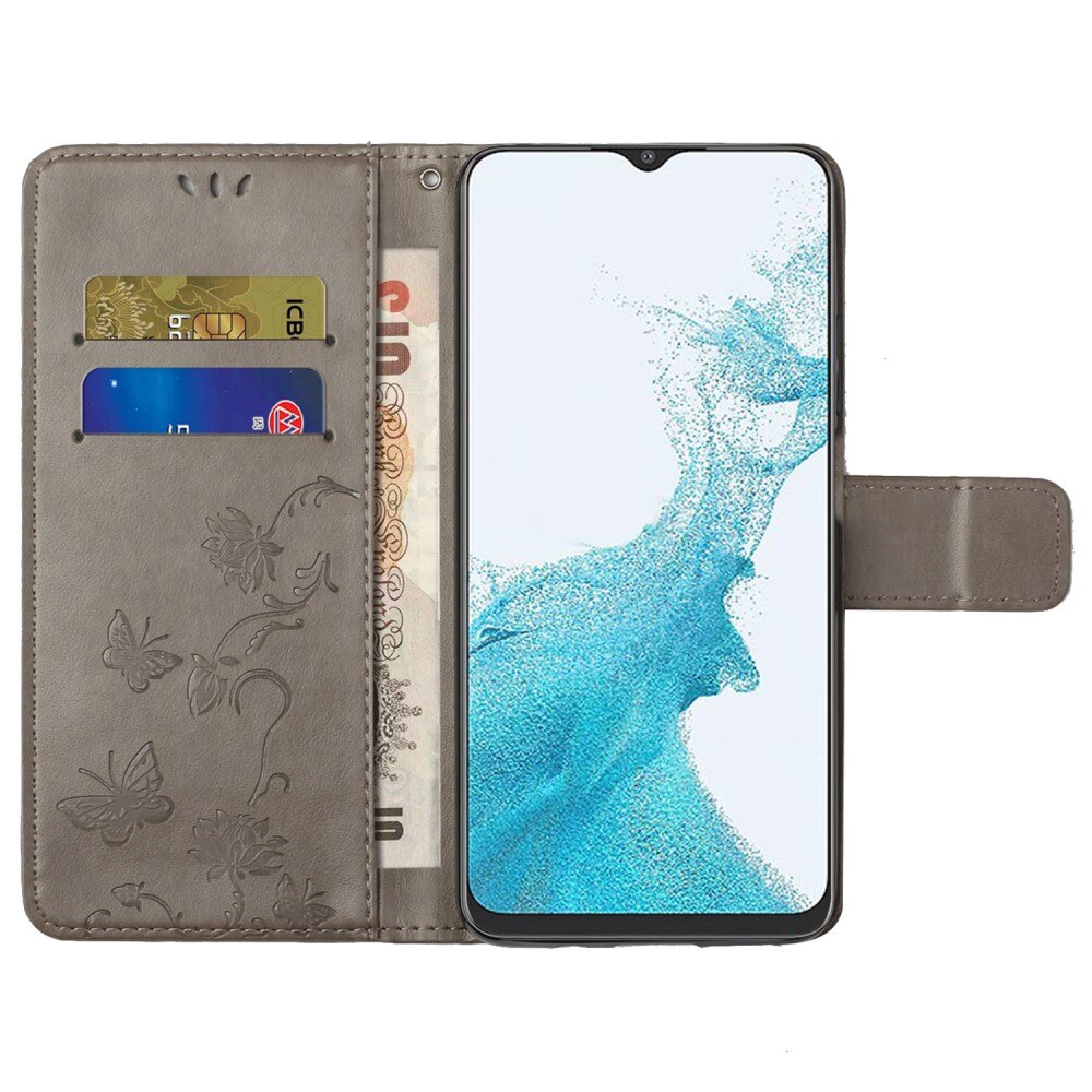 Läderfodral Fjärilar Samsung Galaxy A23 Grå
