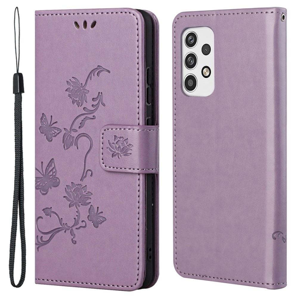 Läderfodral Fjärilar Samsung Galaxy A23 Lila