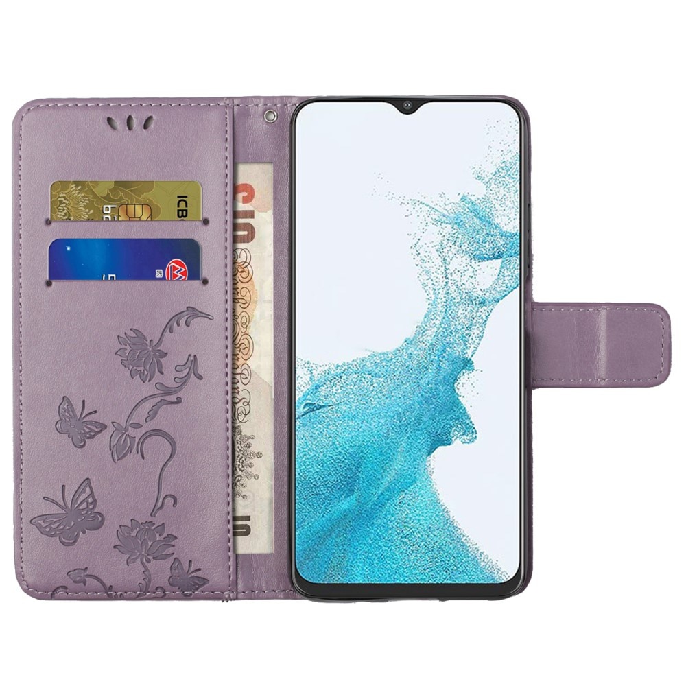 Läderfodral Fjärilar Samsung Galaxy A23 lila