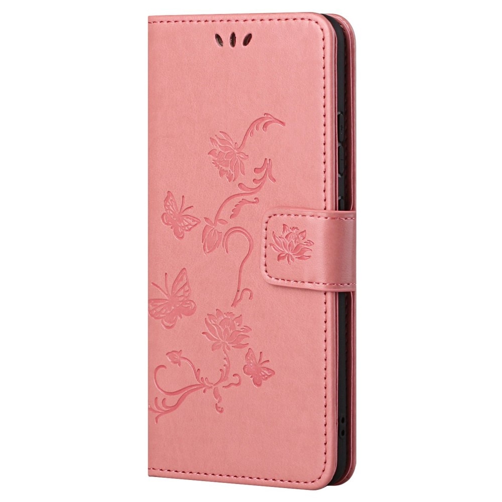 Läderfodral Fjärilar Samsung Galaxy A23 rosa