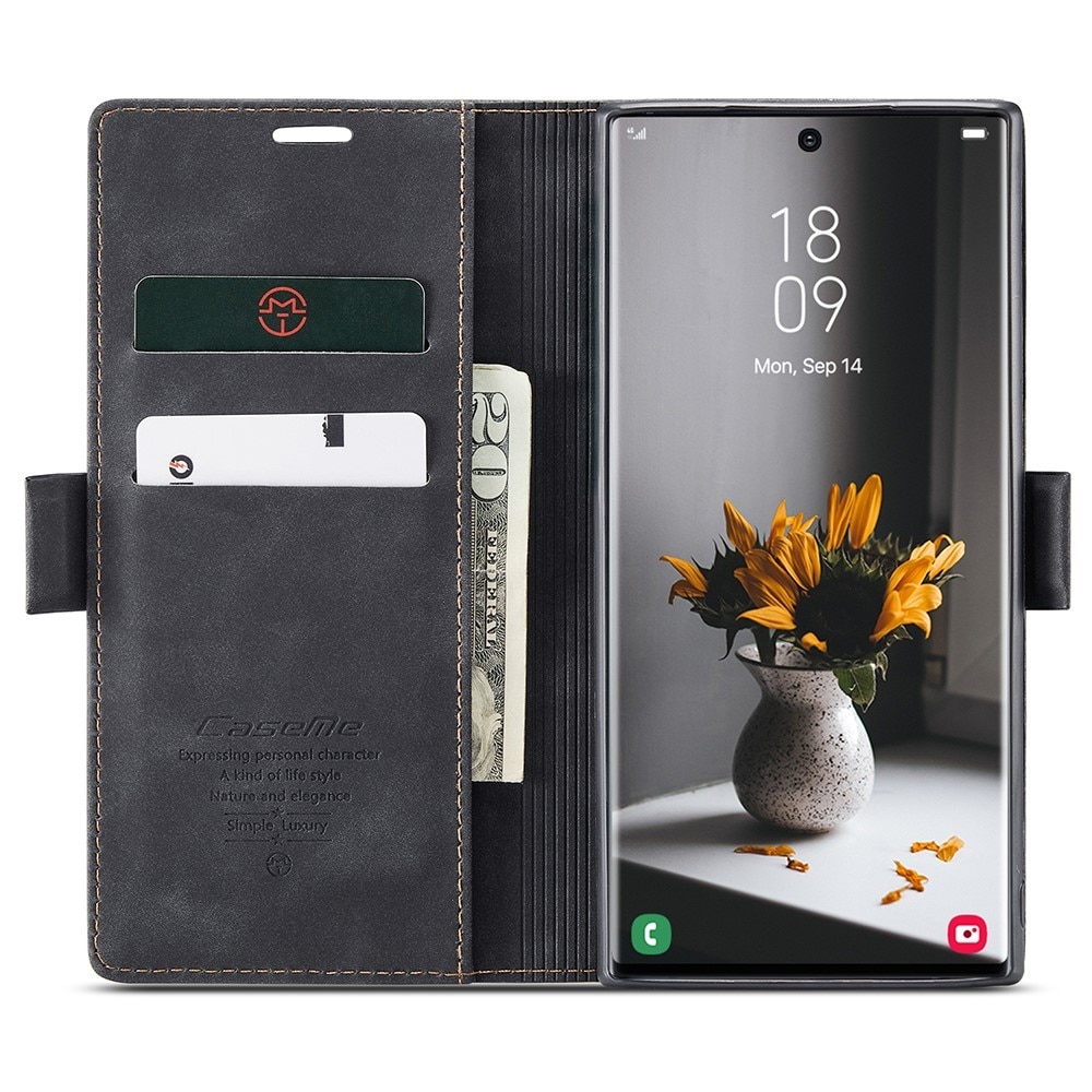 Slim Plånboksfodral Samsung Galaxy S22 Ultra svart