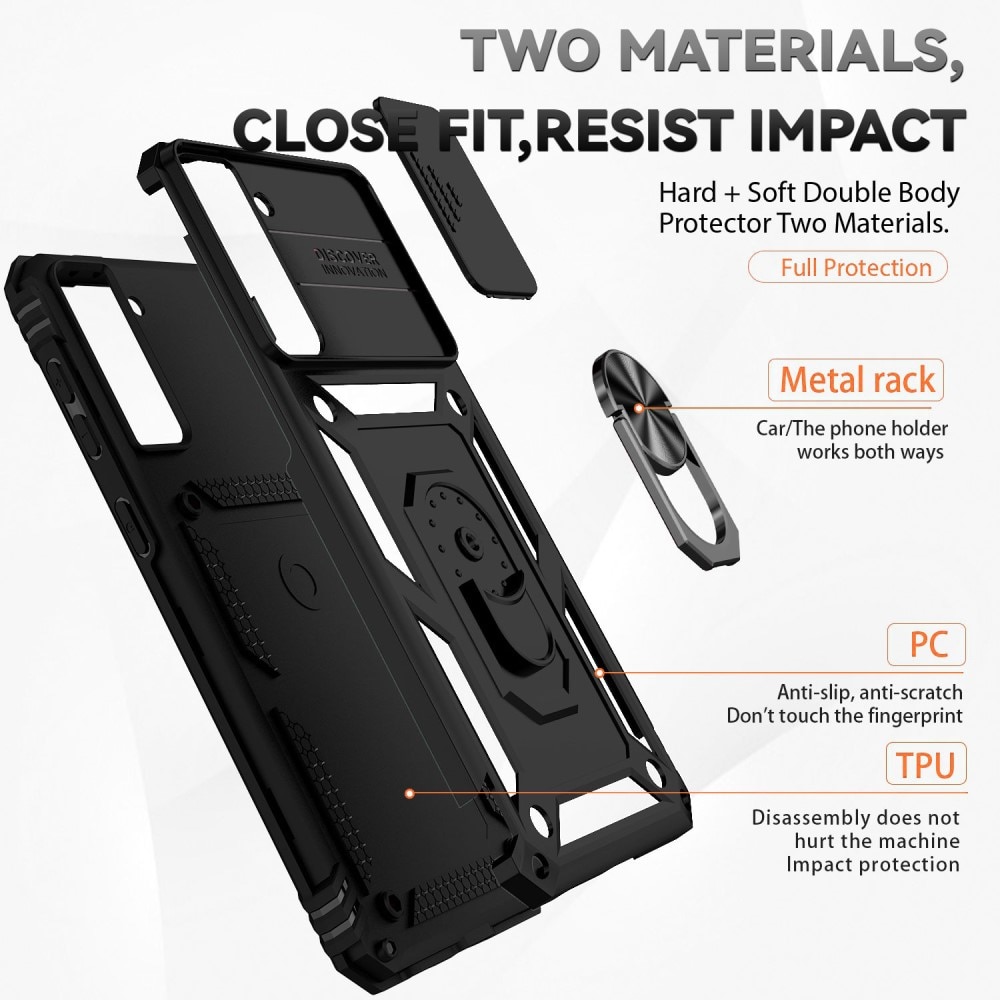 Hybridskal Ring+Kameraskydd Samsung Galaxy S21 FE svart