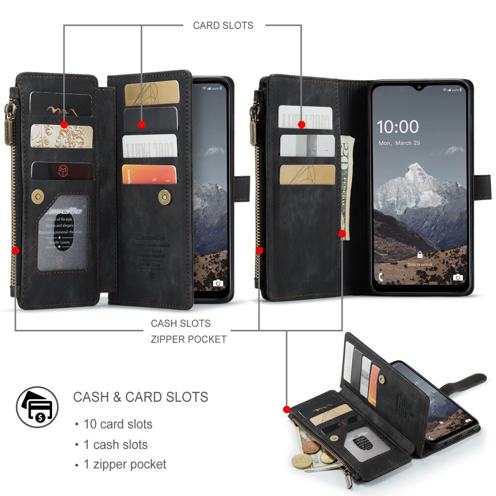 Zipper Plånboksfodral Samsung Galaxy A04s Svart