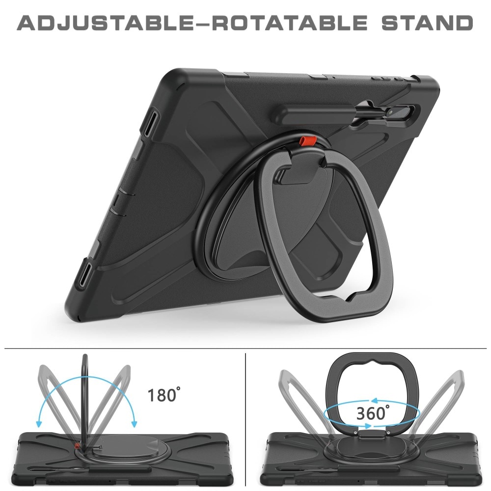 Kickstand Hybridsskal med axelrem Samsung Galaxy Tab S8 Ultra svart