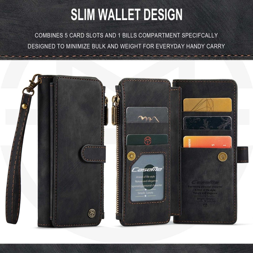 Zipper Plånboksfodral Samsung Galaxy Z Fold 3 svart