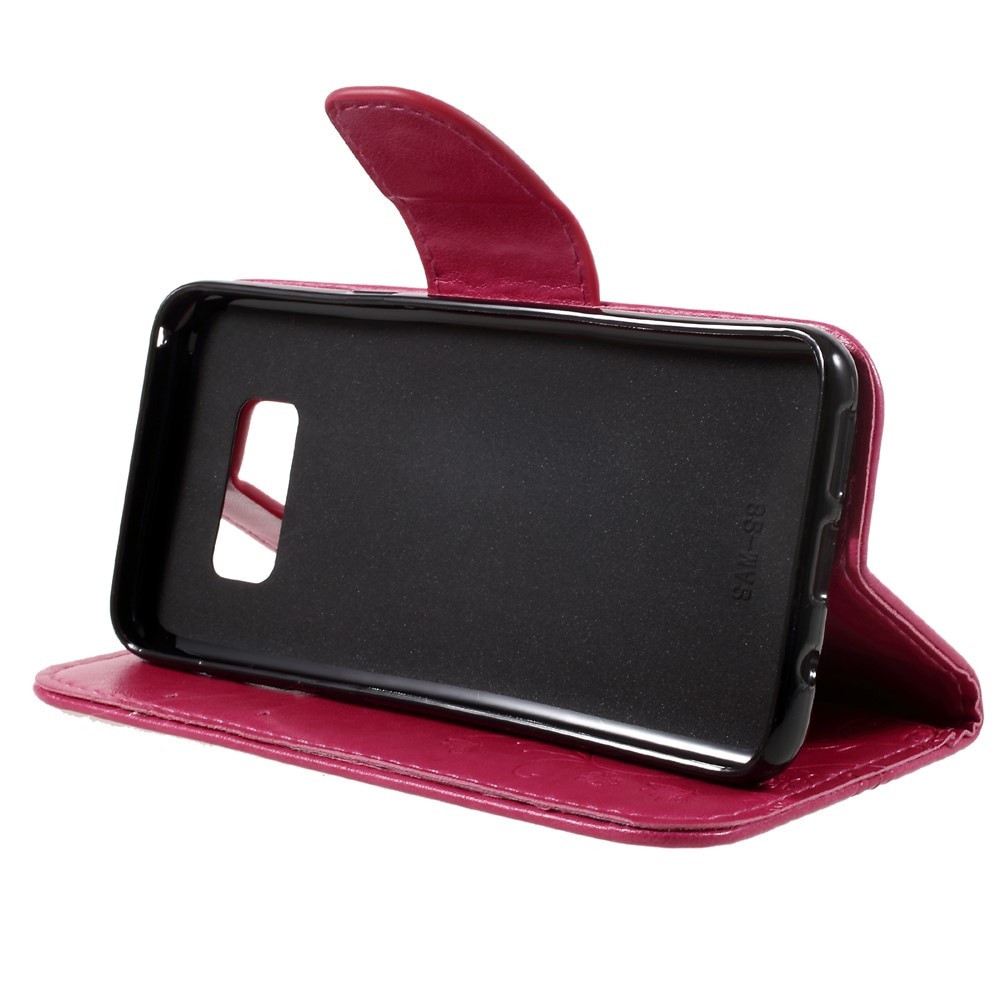 Läderfodral Fjärilar Samsung Galaxy S8 Rosa