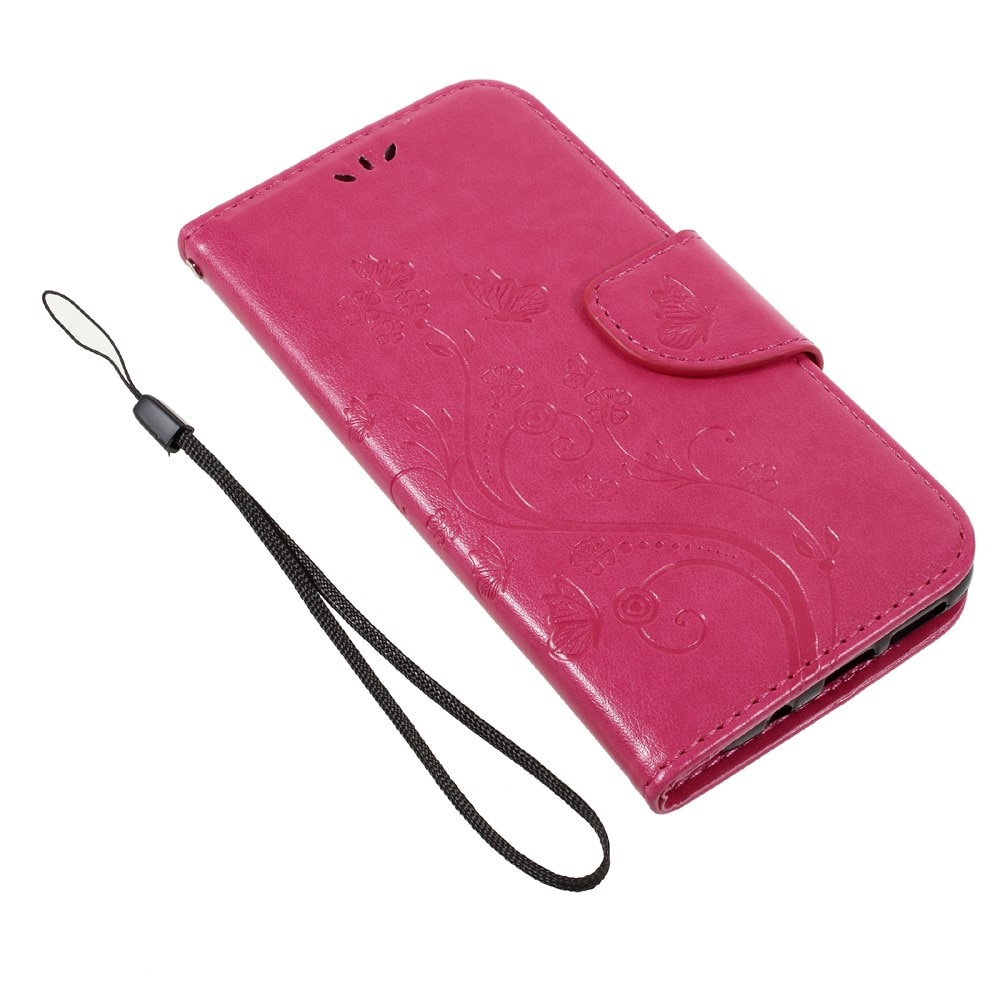 Läderfodral Fjärilar Samsung Galaxy S8 rosa