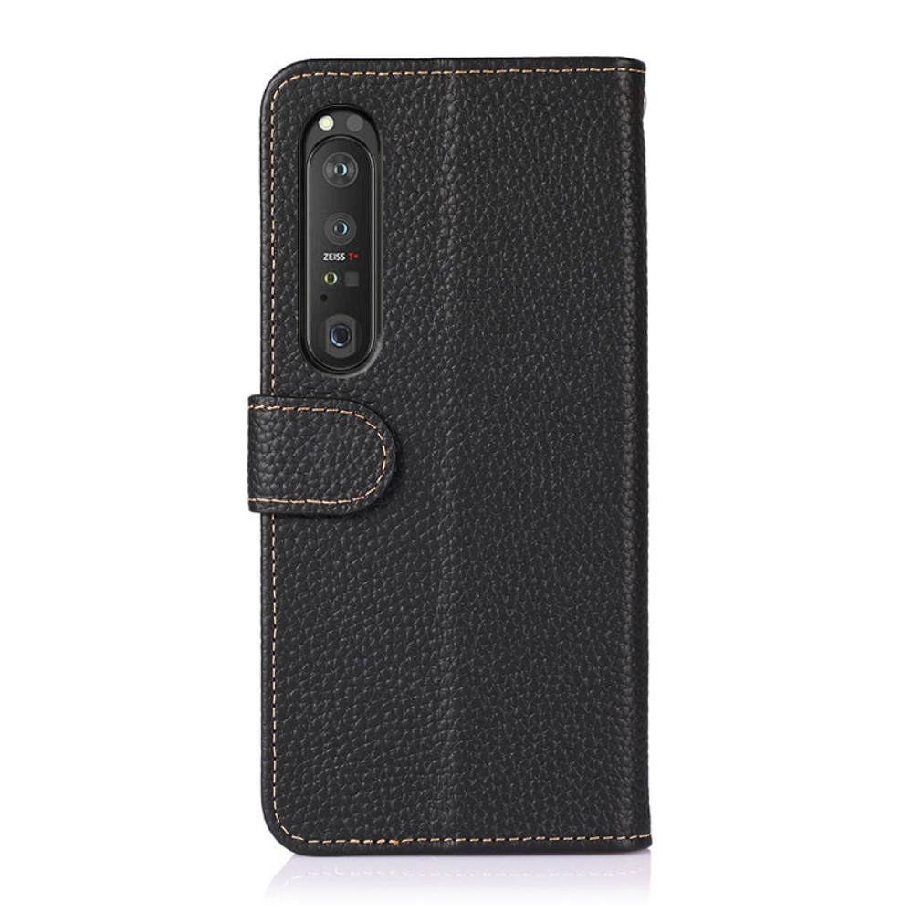 Real Leather Wallet Sony Xperia 1 III Black