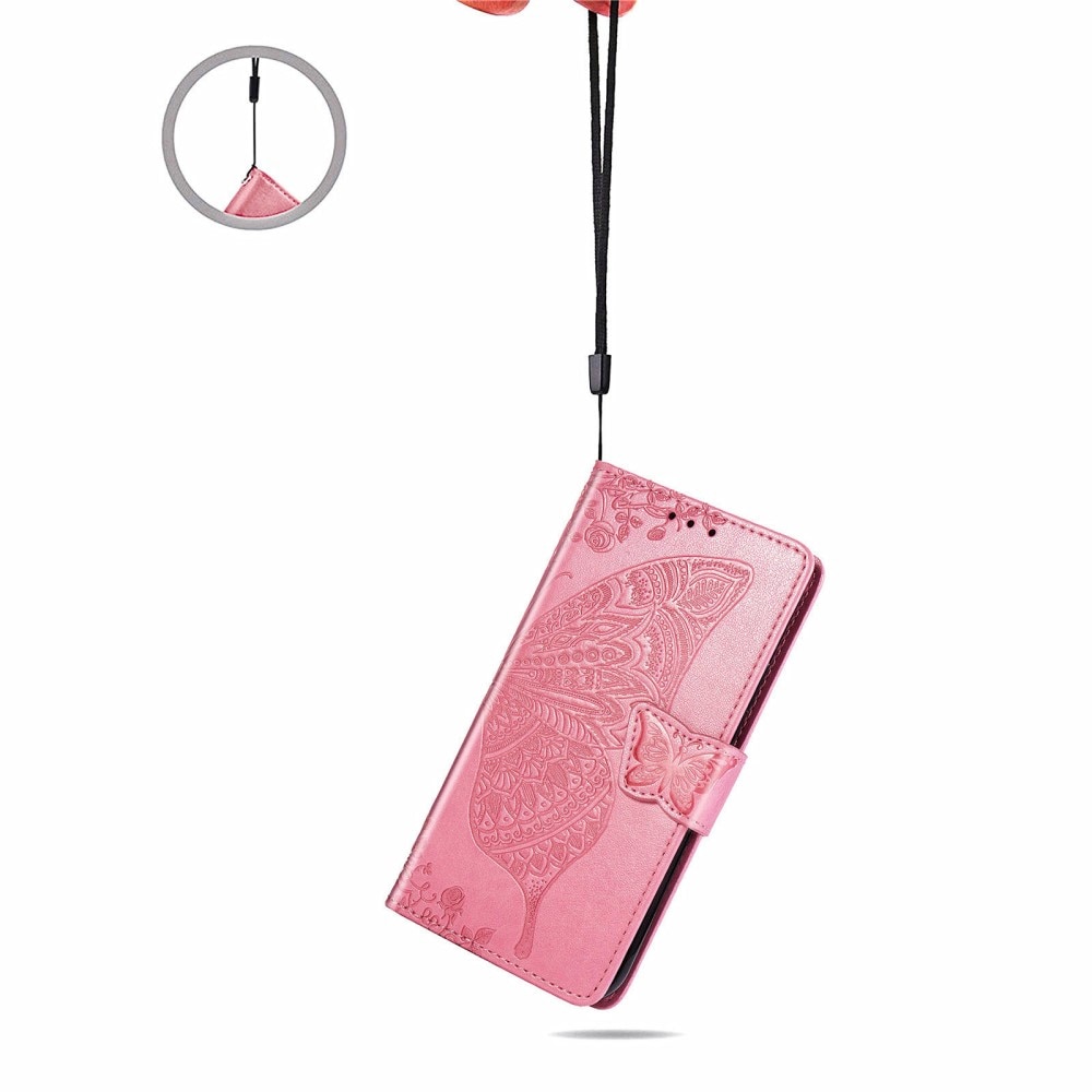 Läderfodral Fjärilar Sony Xperia 1 III rosa