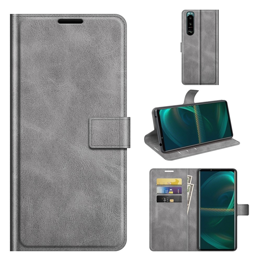 Leather Wallet Sony Xperia 5 III Grey
