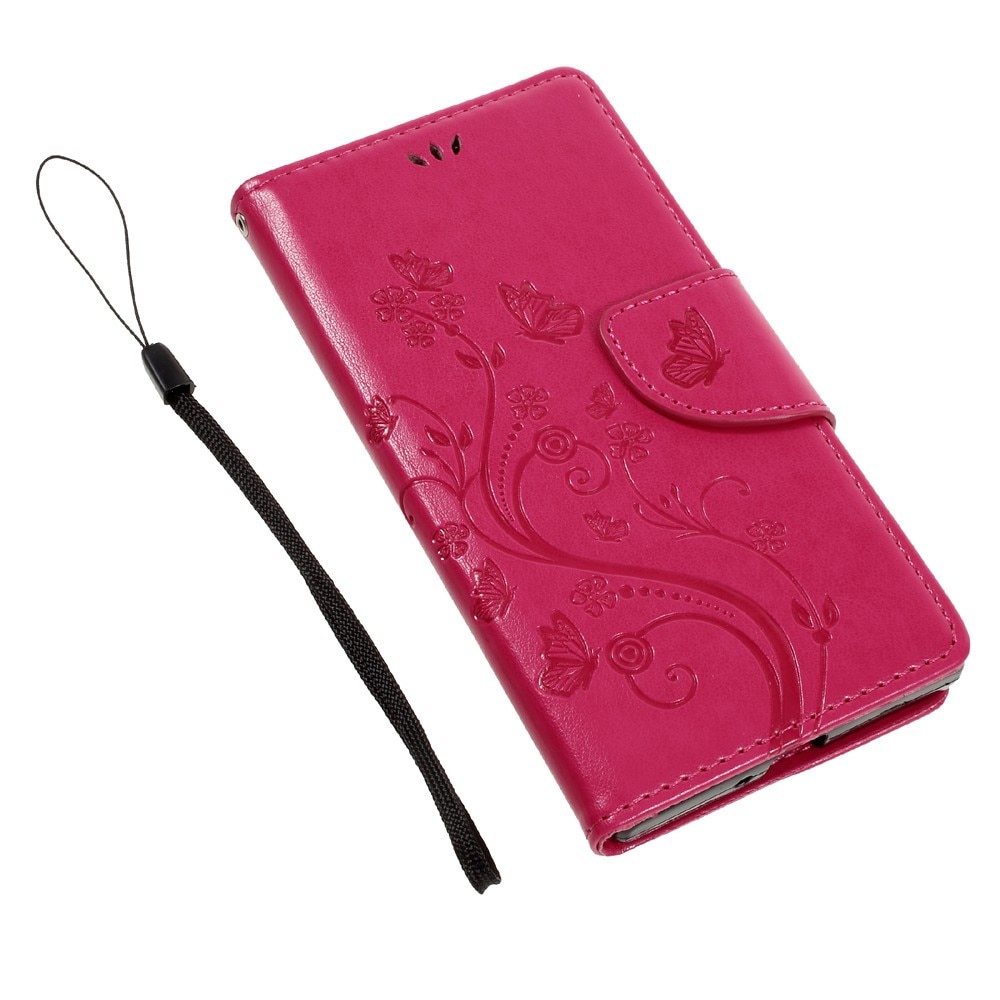 Läderfodral Fjärilar Sony Xperia XZ/XZs Rosa