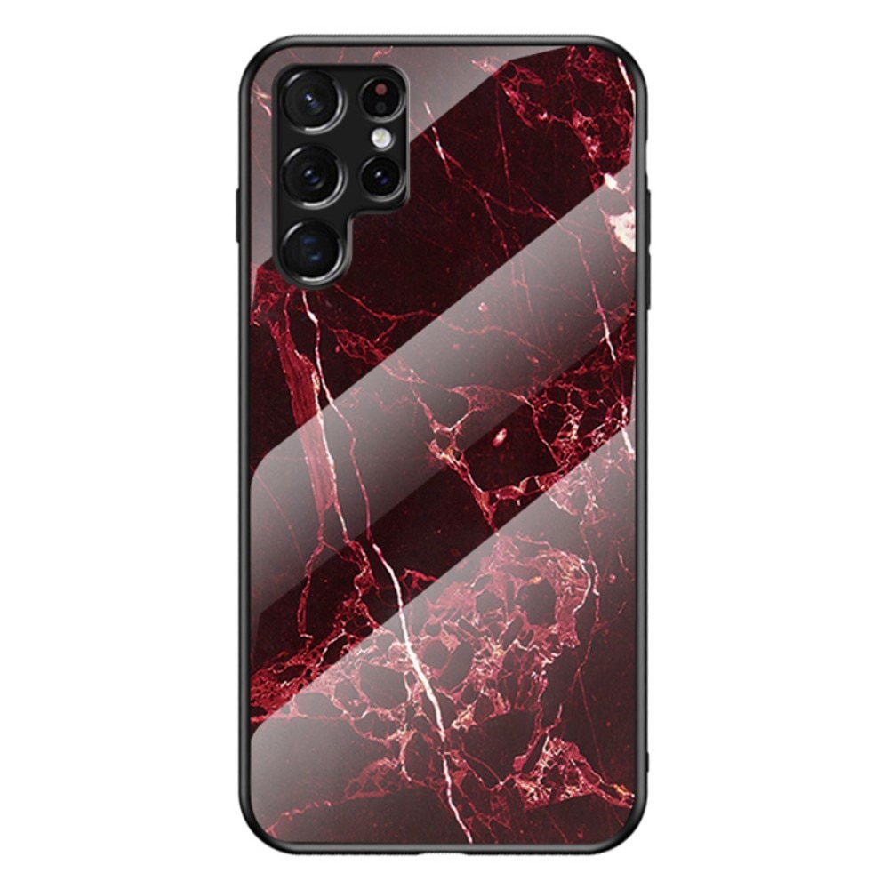 Skal Härdat Glas Samsung Galaxy S22 Ultra röd marmor