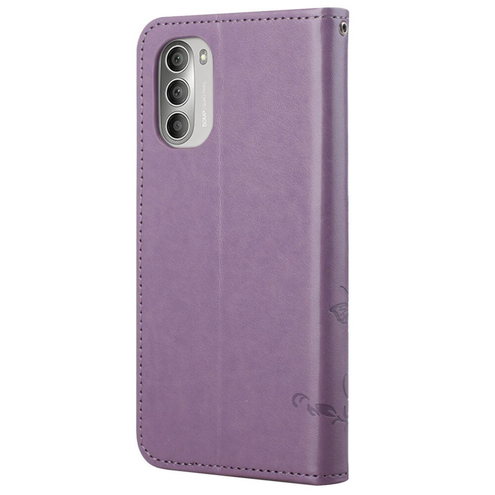 Läderfodral Fjärilar Motorola Moto G51 Lila