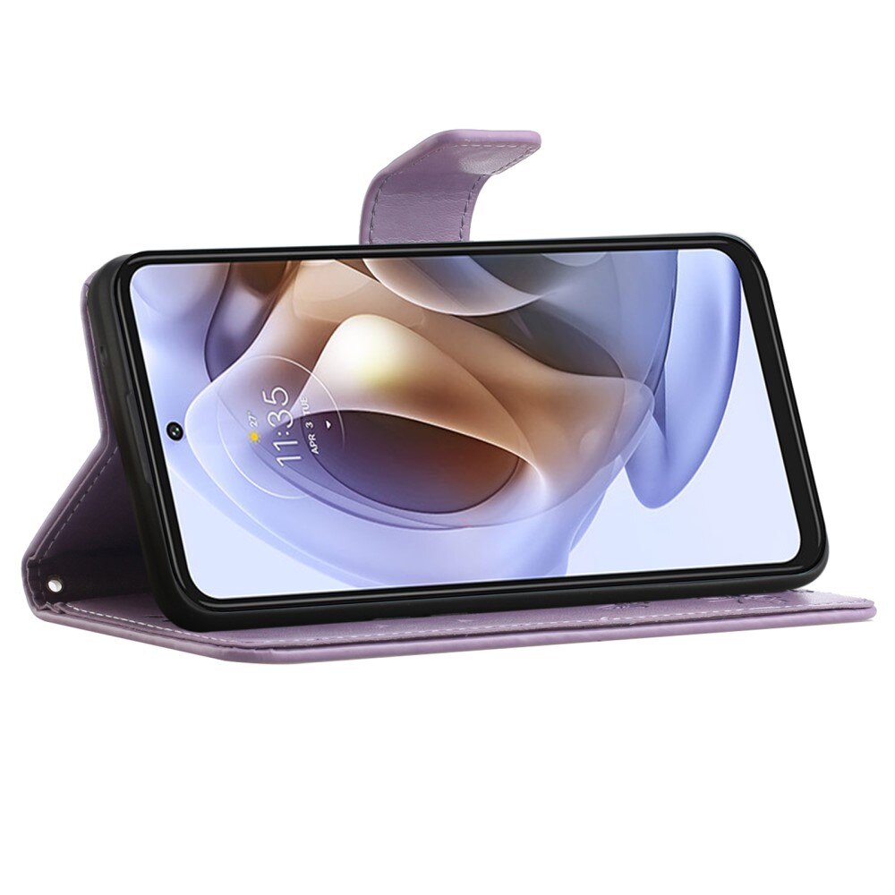 Läderfodral Fjärilar Motorola Moto G31/Moto G41 Lila
