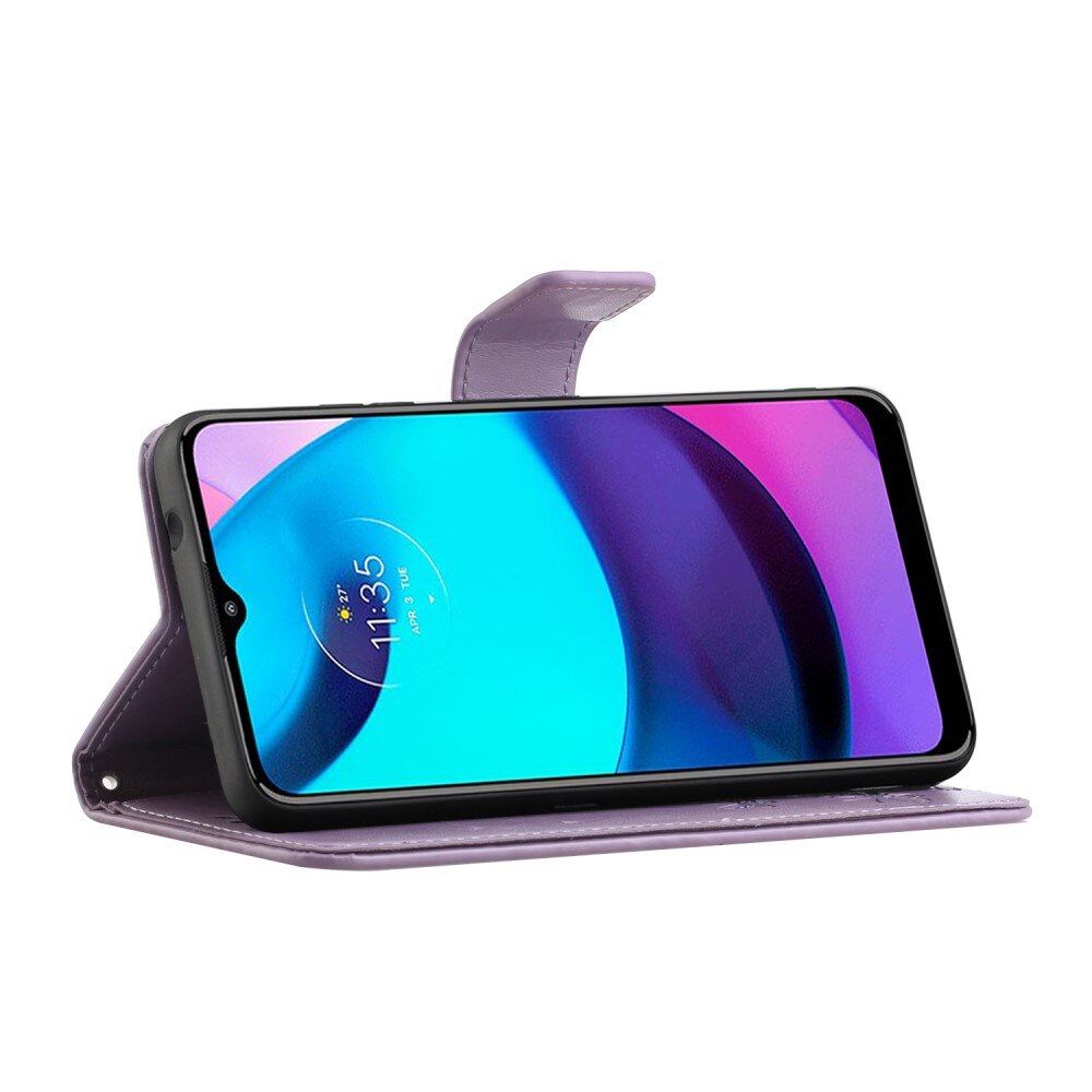 Läderfodral Fjärilar Motorola Moto E20/Moto E40 Lila