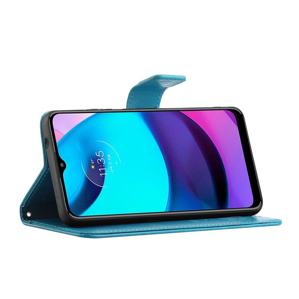 Läderfodral Fjärilar Motorola Moto E20/Moto E40 Blå